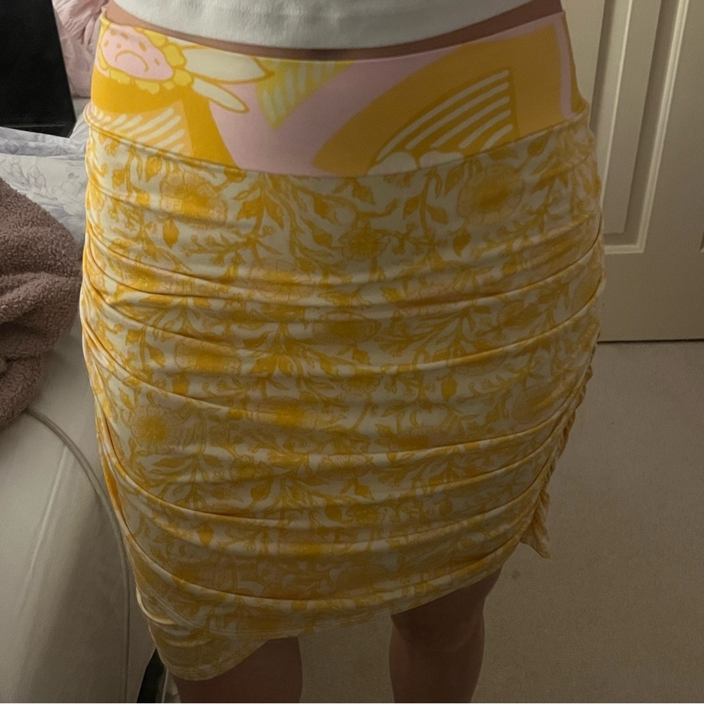 Yellow free people she’s something else mini skirt size XL
